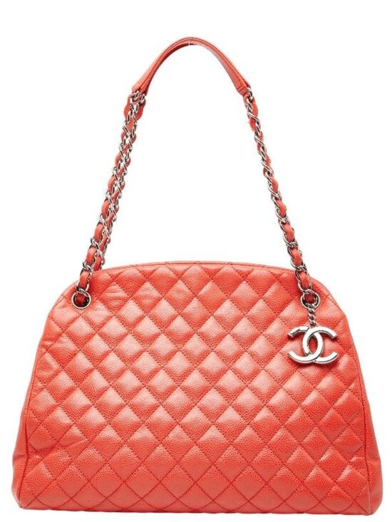 Chanel Handbags - Chanel Quilted Chain Shoulder Bag Orange Caviar Leather